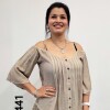 Blusa Da.M/C Lino C/Bot.C/Puntilla Beige