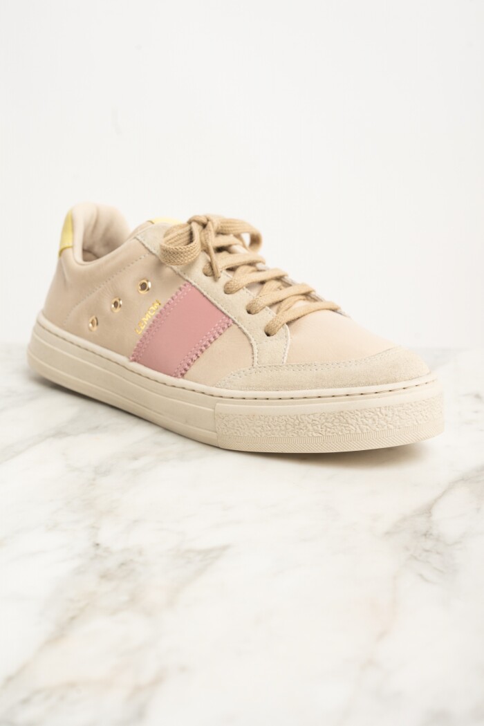 Zapatiila Cuero Combinada Nácar