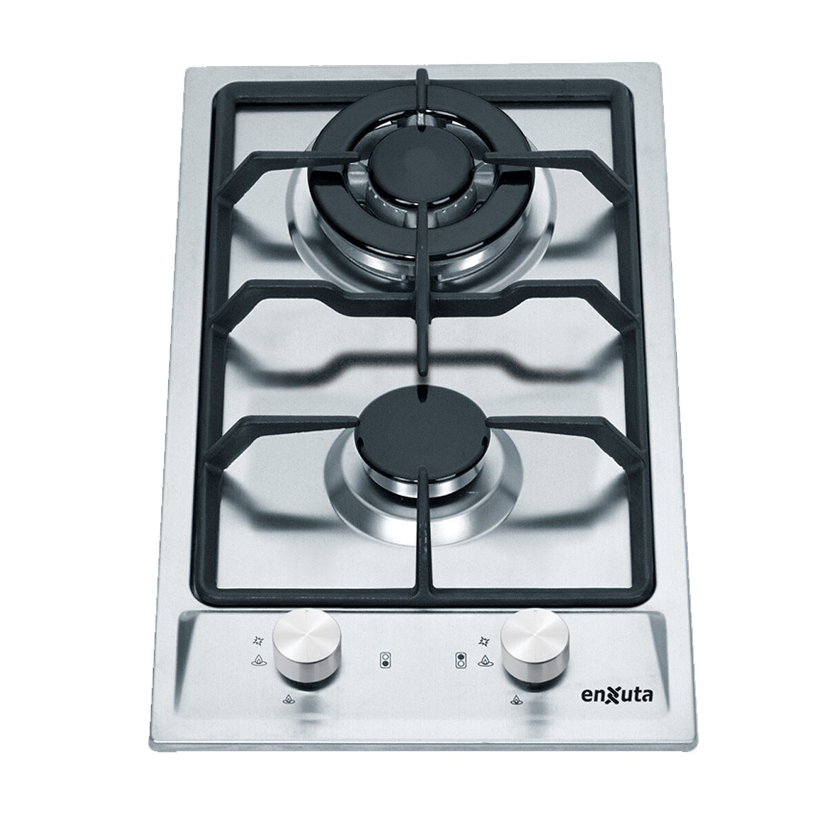 ANAFE DE EMPOTRAR CON 2 HORNALLAS A GAS INOX CON HIERRO FUNDIDO ENXUTA 