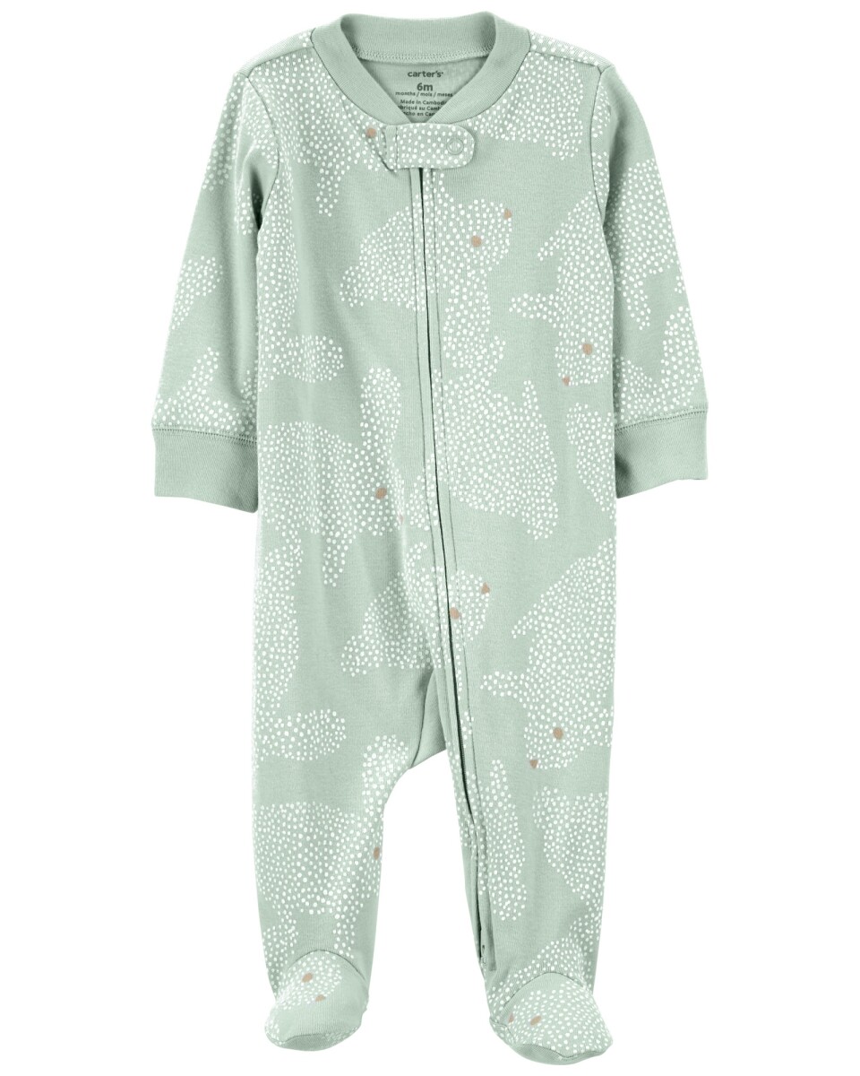 Pijama una pieza de algodón con pie, diseño conejos 