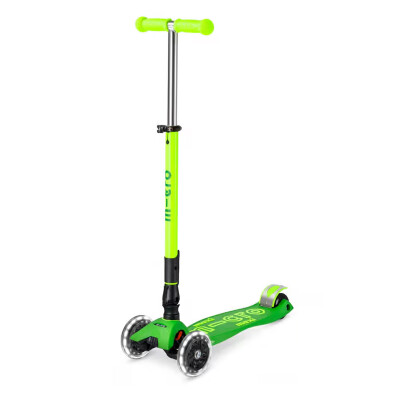 Monopatín Maxi Micro Deluxe Neón Led Plegable Verde