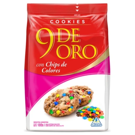 GALLETA 9 DE ORO 120G COOKIES C/CHIPS COLORES GALLETA 9 DE ORO 120G COOKIES C/CHIPS COLORES