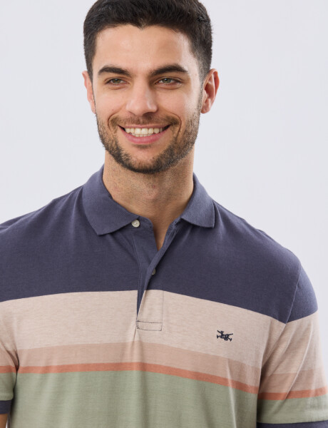 REMERA POLO RAYADA JERSEY Azul