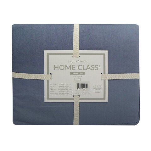 Juego Sábanas 2 Plazas Home Class Lisas 180 Hilos 100% Algodón AZUL PIEDRA