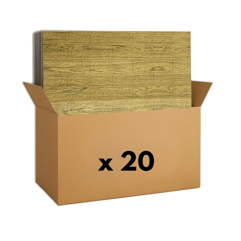 20 Placas Revestimiento Pared Autoadhesiva 70x77cm Promo X20 Madera Marrón