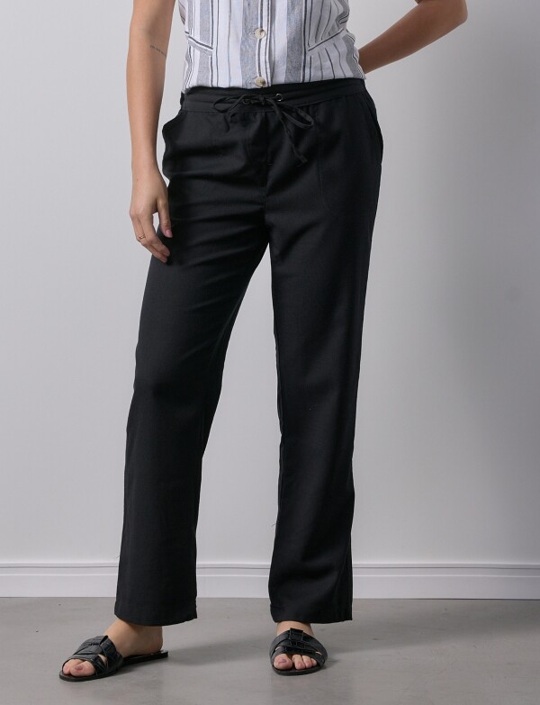 Pantalon Lino Solid NEGRO