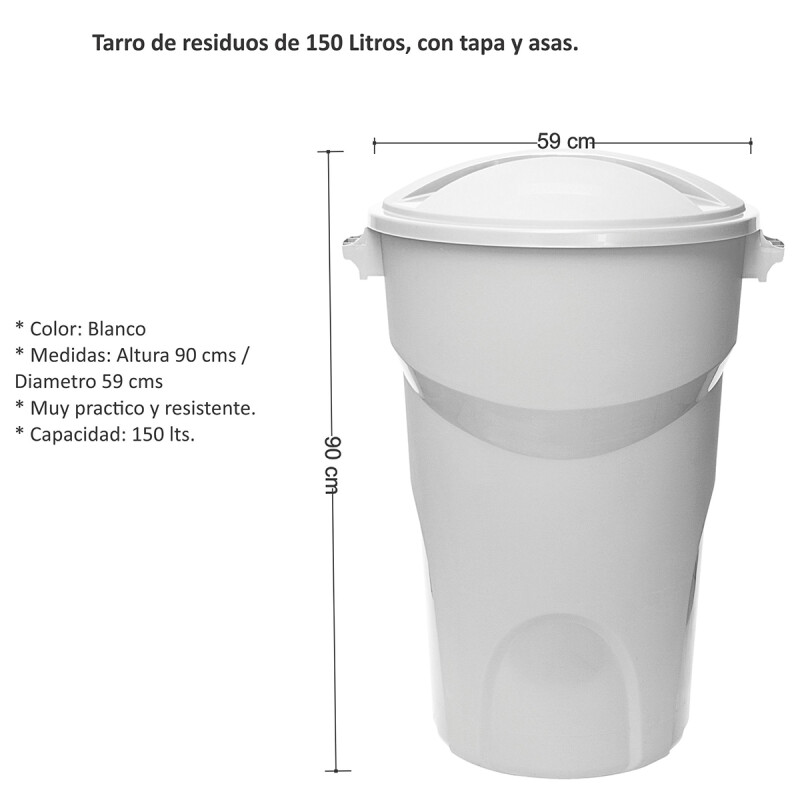 Tarro de Residuos contenedor 150 litros BLANCO