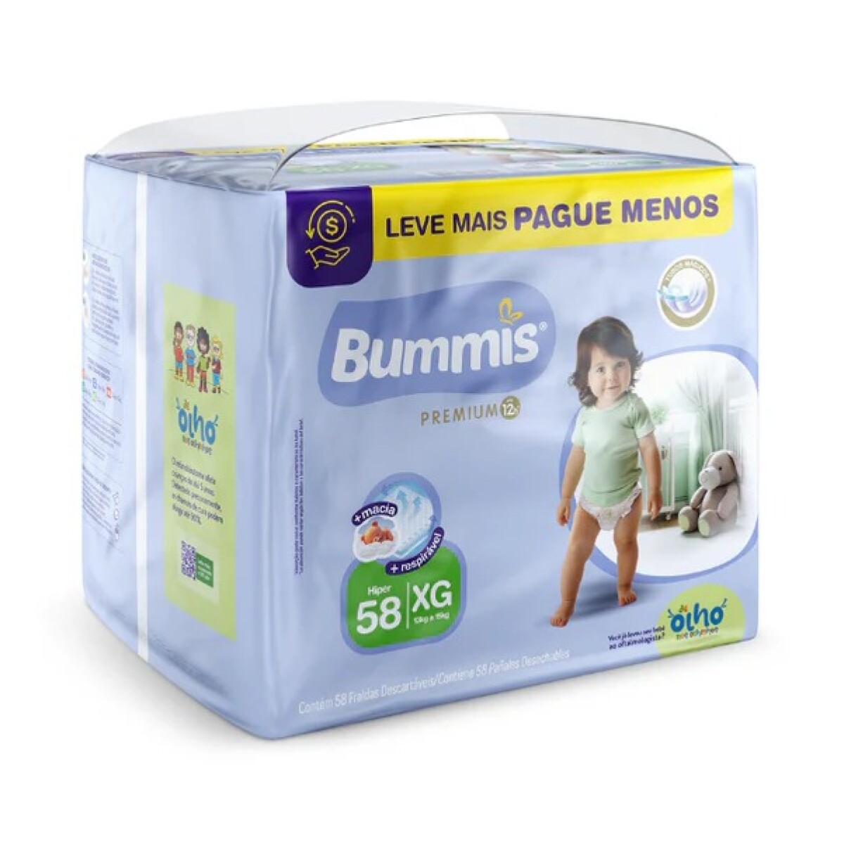 PAÑALES BUMMIS PREMIUM HIPER X 58U TALLE XG 13 A 15KG 
