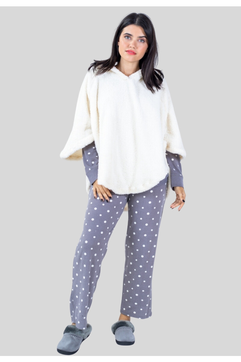 PONCHO CON CAPUCHA NATURAL