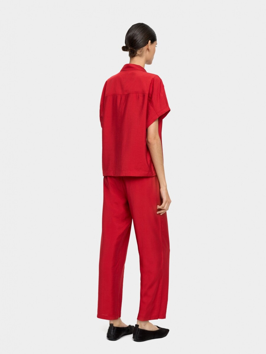 Pantalón Con Cintura Elástica Efecto Arrugado rojo