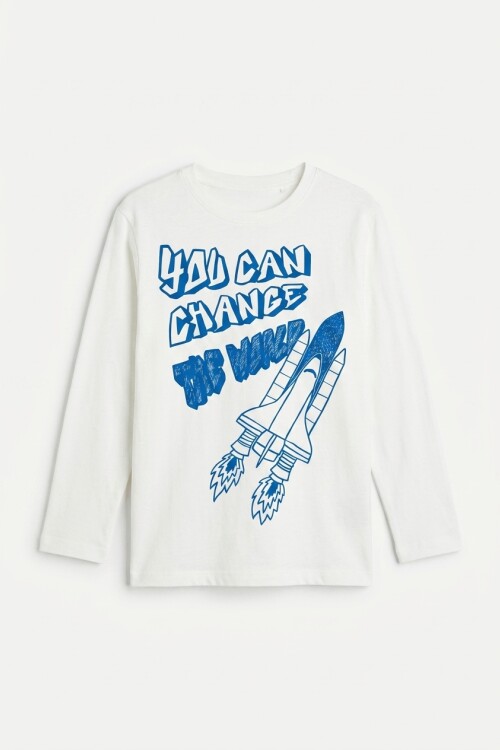 Remera estampada mangas largas BLANCO