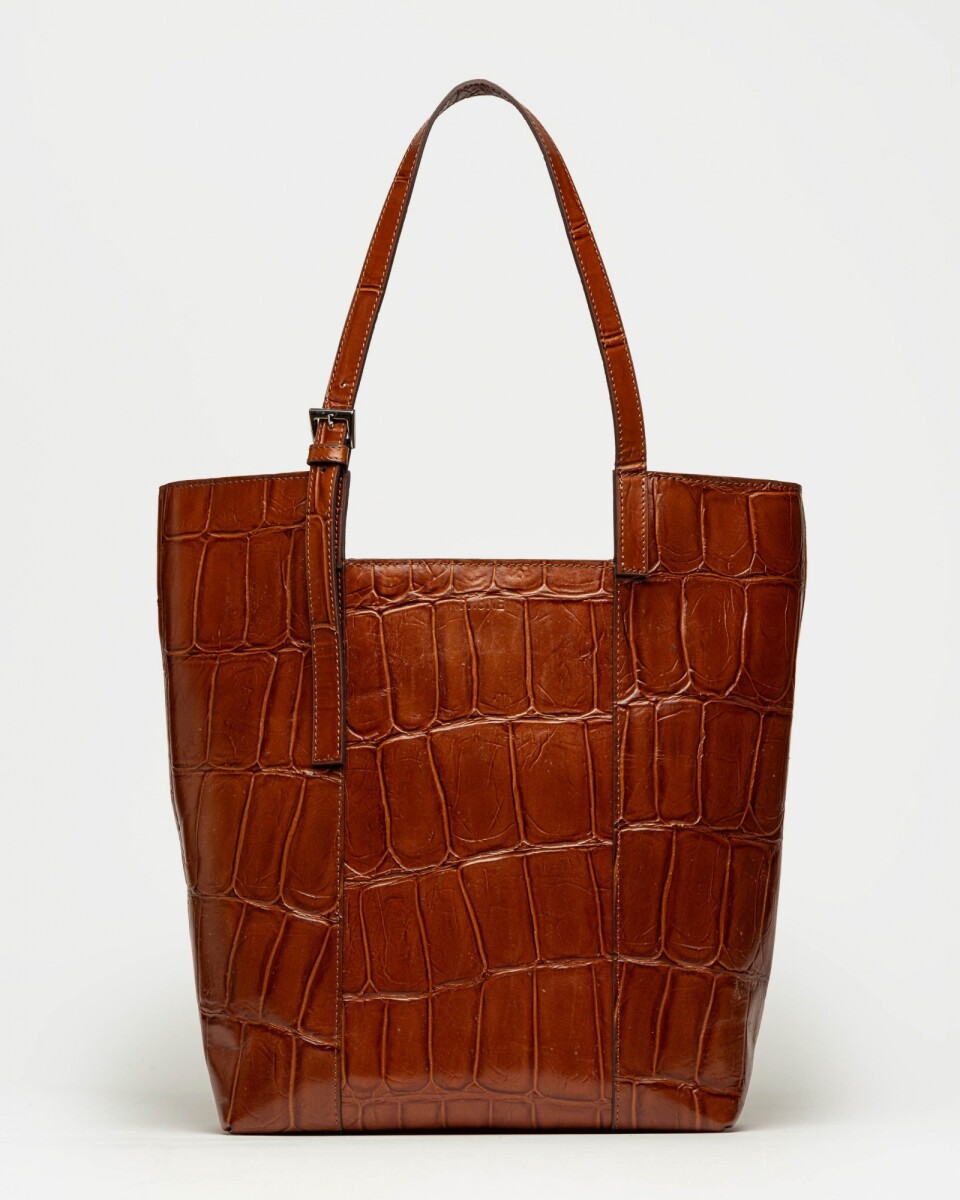 Shopper The Icon en cuero grabado big croco - Cuoio 