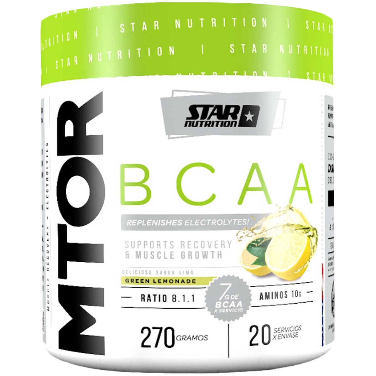 Suplemento Star Nutrition MTOR BCAA Glutamina limón 270gr - Lemonade 