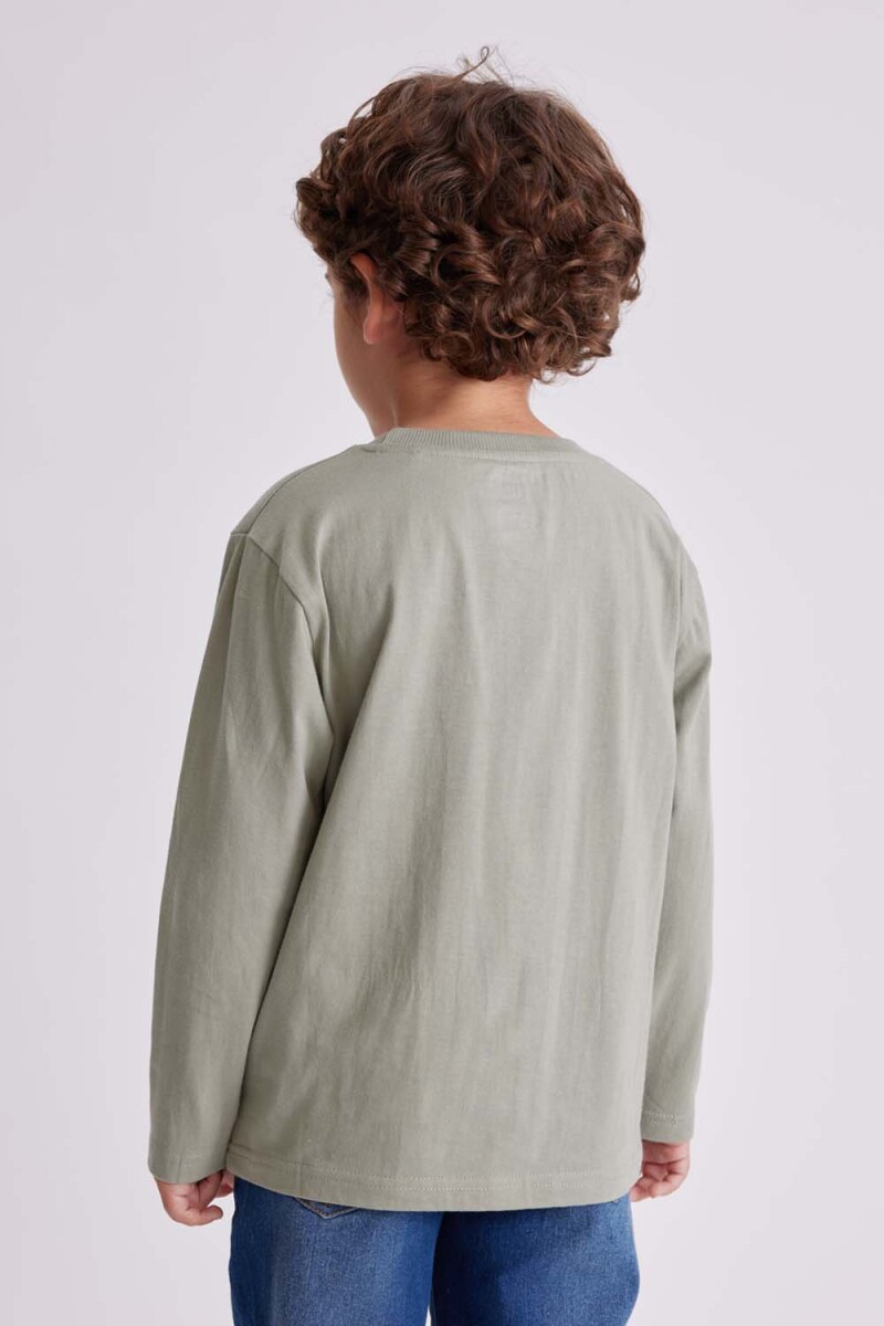 Remera manga larga con bolsillo Verde