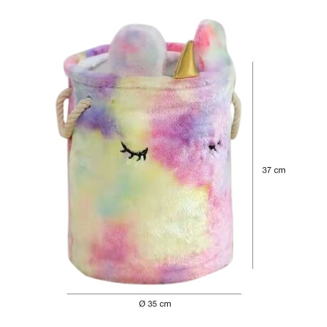 Cesto Infantil Organizador Plegable Peluche Unicornio c/Asas Multicolor