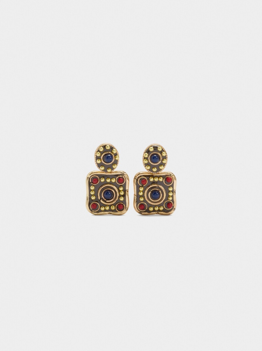 Pendientes Cuadrados Con Detalles De Color - multicolor 