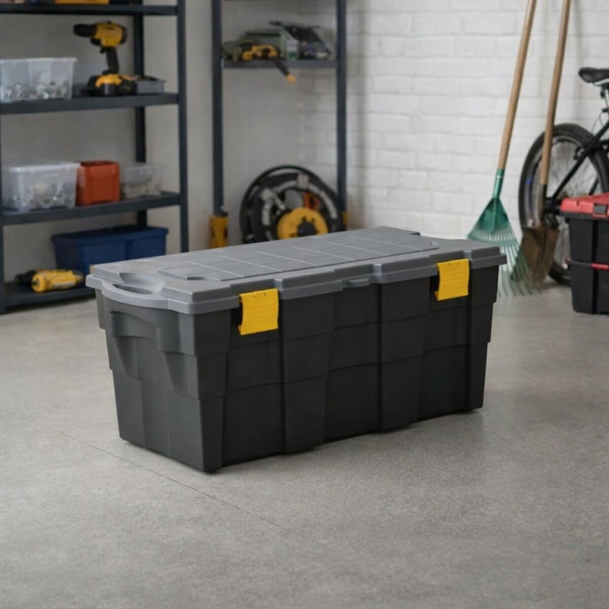 CAJA BAUL ORGANIZADOR WENCO 100 LITROS NEGRO-GRIS 
