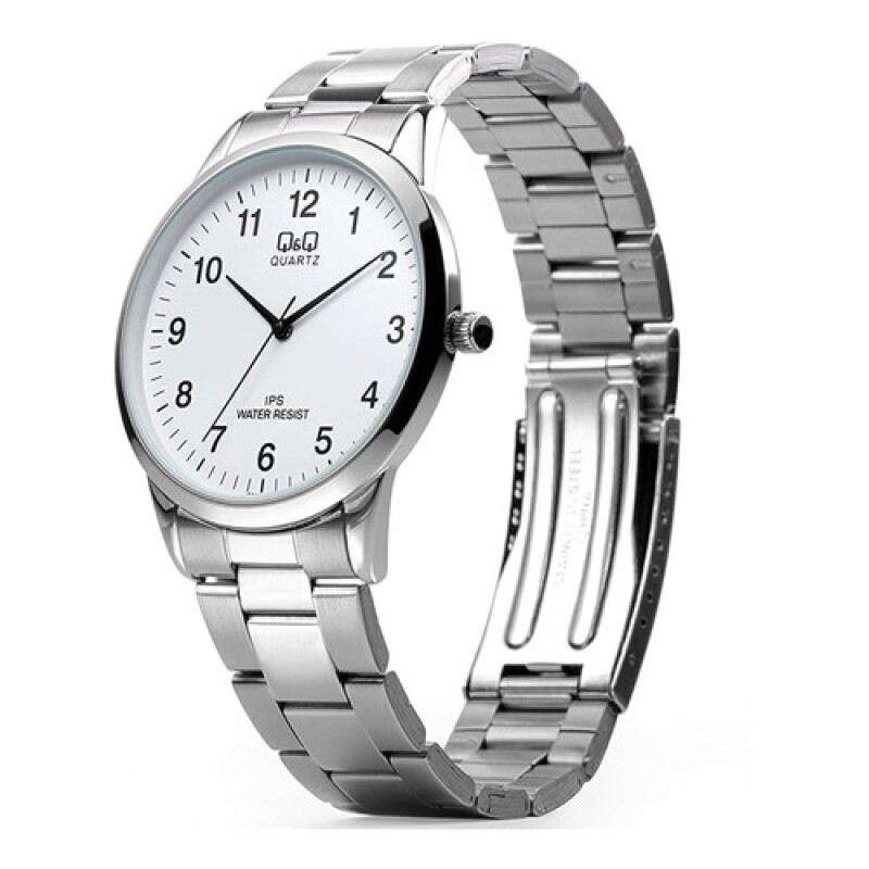 Reloj Análogo Q&q C212j Caballero En Acero Blanco
