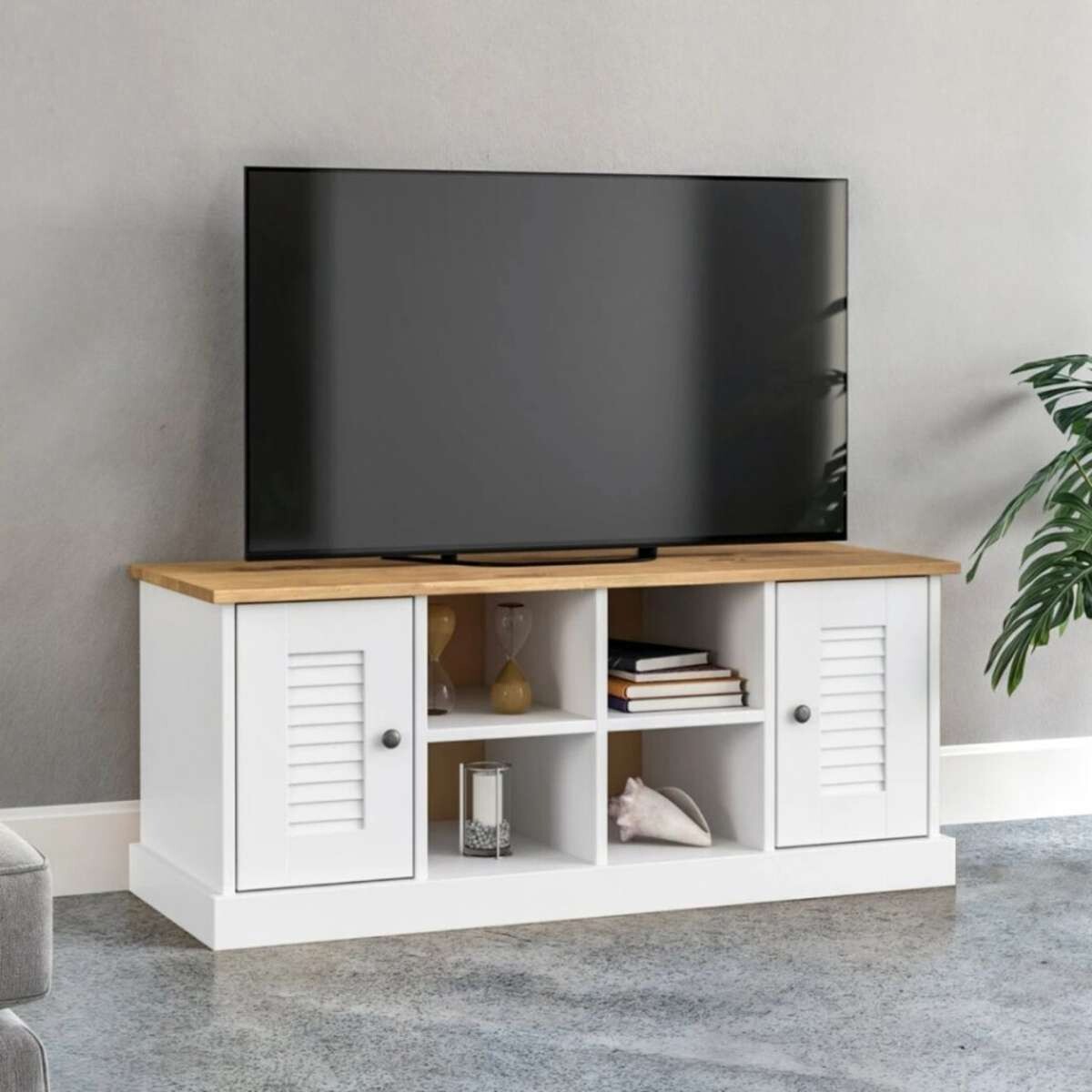 Rack de tv 2 Puertas 2 Estantes Linea Valenciana - Blanco 