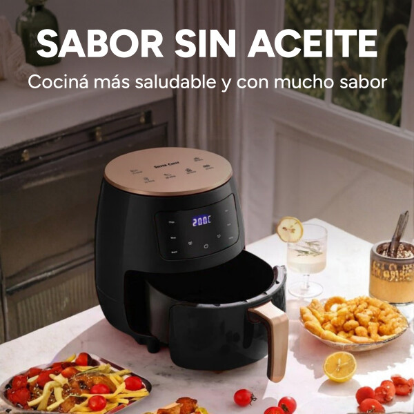 Freidora Sin Aceite Digital Panel Táctil 6 Litros Aire 2400W Variante Color Negro