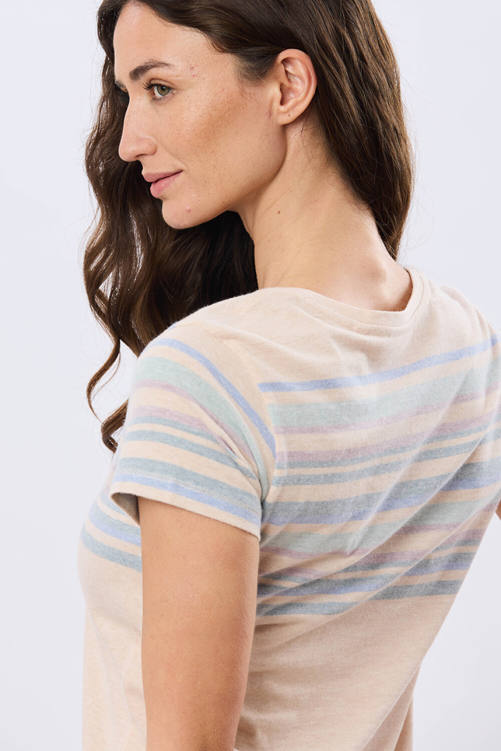 REMERA RAYADA DE ALGODÓN Beige