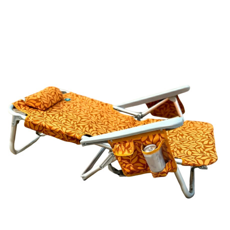 Silla Reposera Reforzada 120kg Plegable Aluminio Naranja