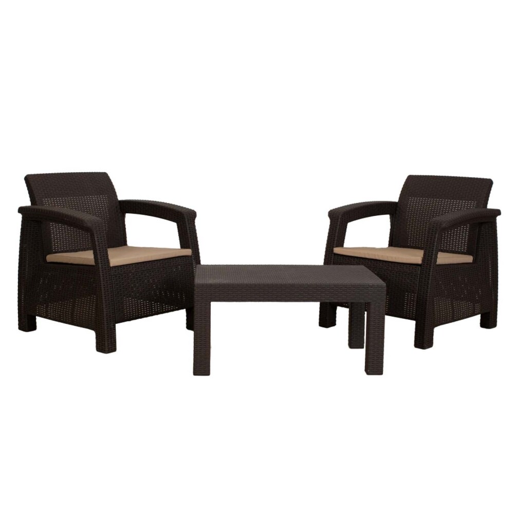 SET LIVING EXTERIOR POLIPROPILENO MARRON TURIM