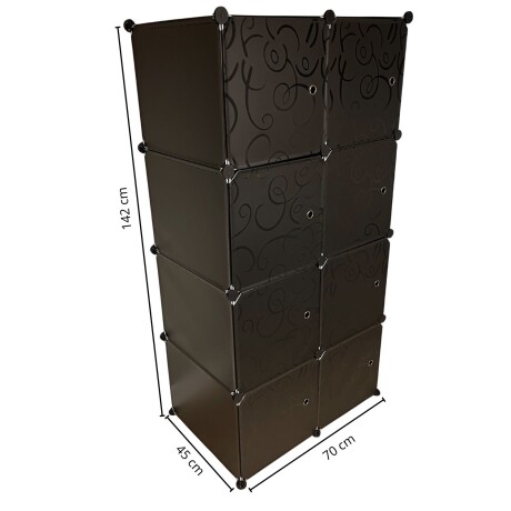 Armario Plastico Lumax 8 Compartimentos Desmontable Negro