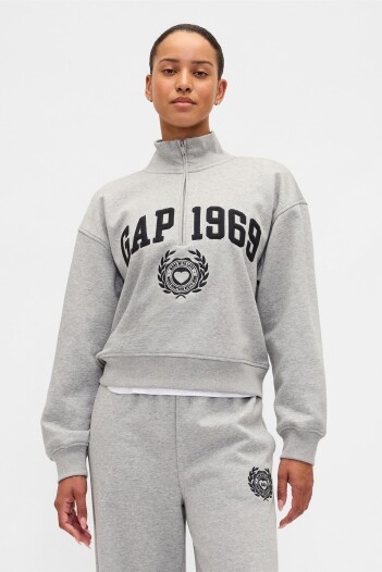 Buzo Deportivo Logo Gap Medio Cierre Mujer Heather Grey