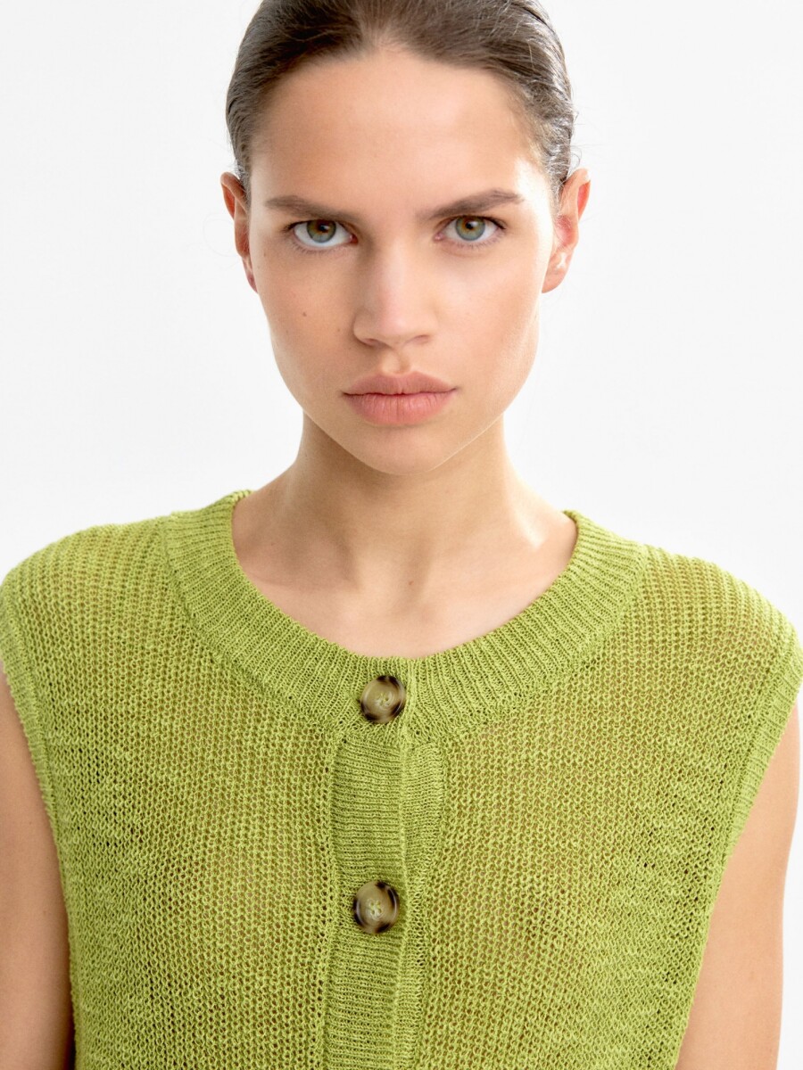 Chaleco De Punto Con Botones verde