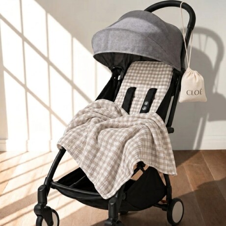 Set Carrito y Paseo - Muselina Chica Vichy Gris