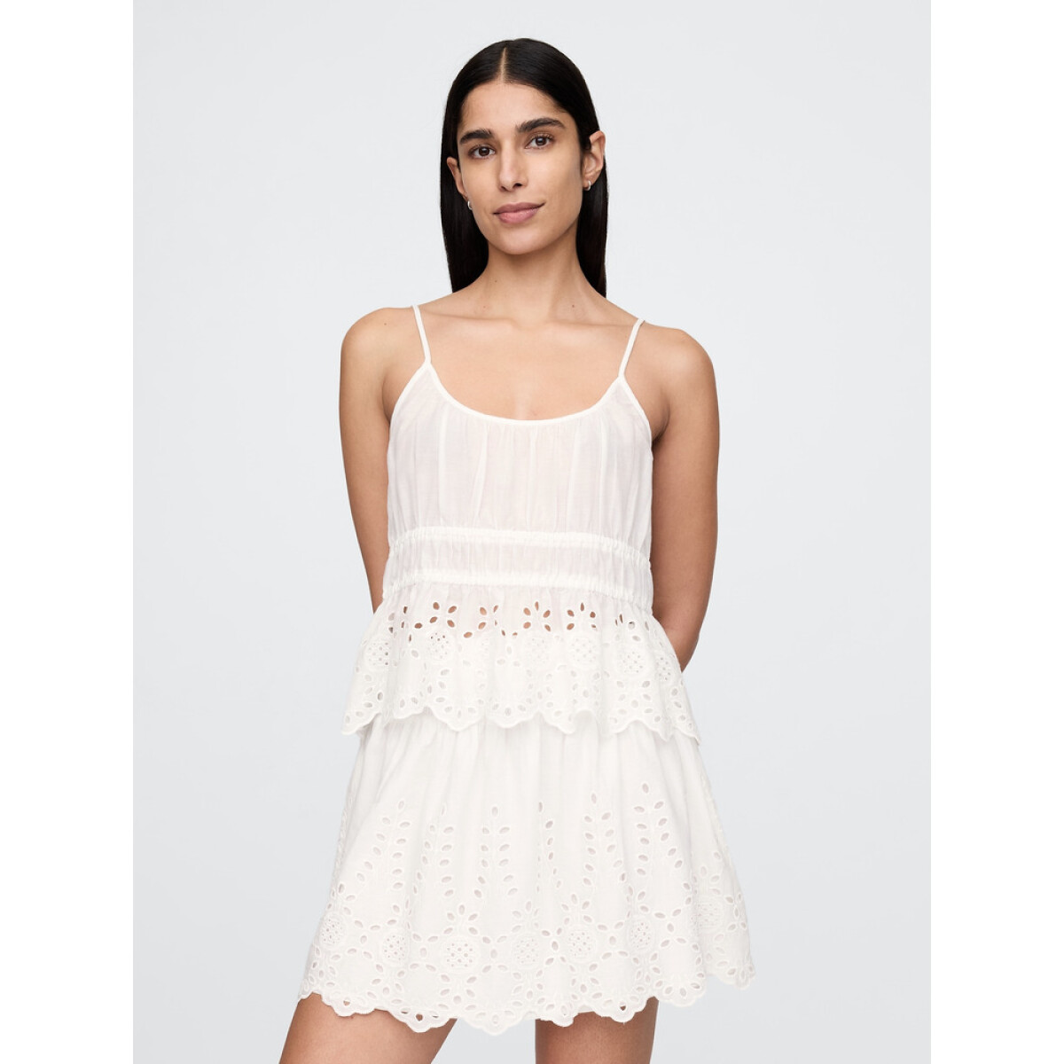 SL SMOCKED EYELET TANK - NEW OFF WHITE 