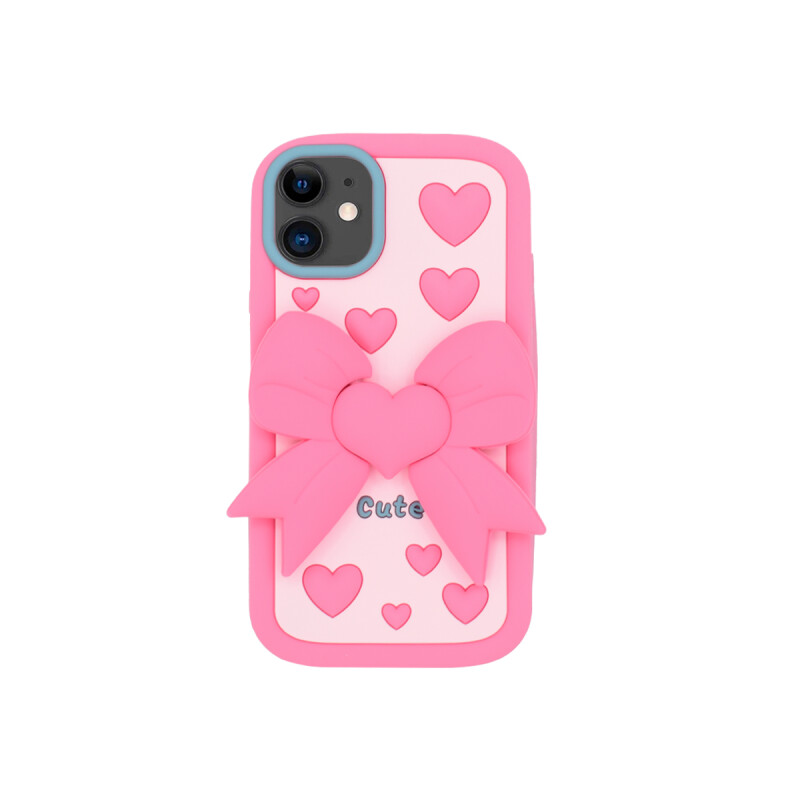 Protector para iPhone 11 diseño moña 3D color rosa Protector Para Iphone 11 Diseño Moña 3d Color Rosa