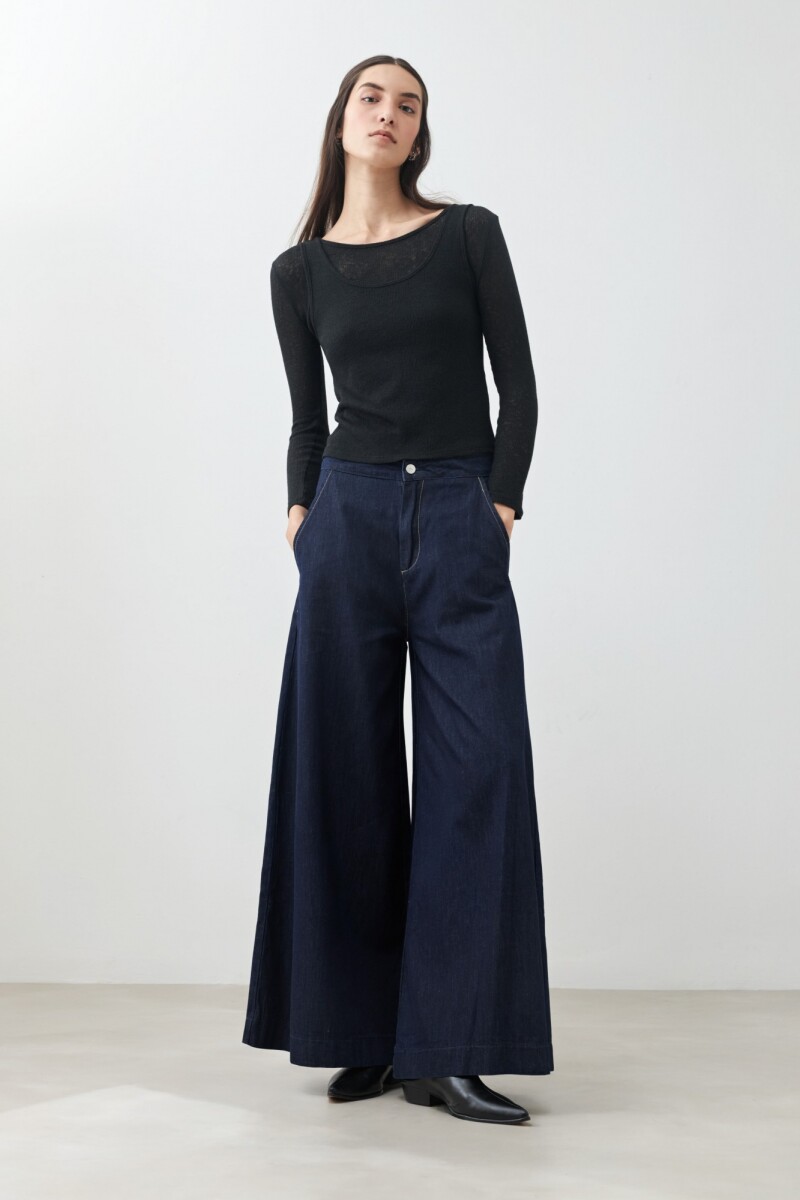 Pantalón de jean wide leg jean oscuro