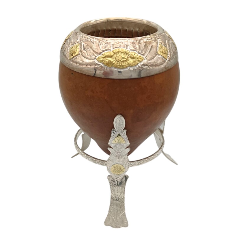 Mate torpedo con base 3 puntas linea Bresciani - Plata y oro - MTTO42 marrónuniforme