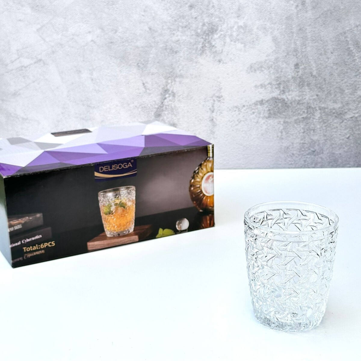 Juego De 6 Vasos Vidrio Labrado 300ML 