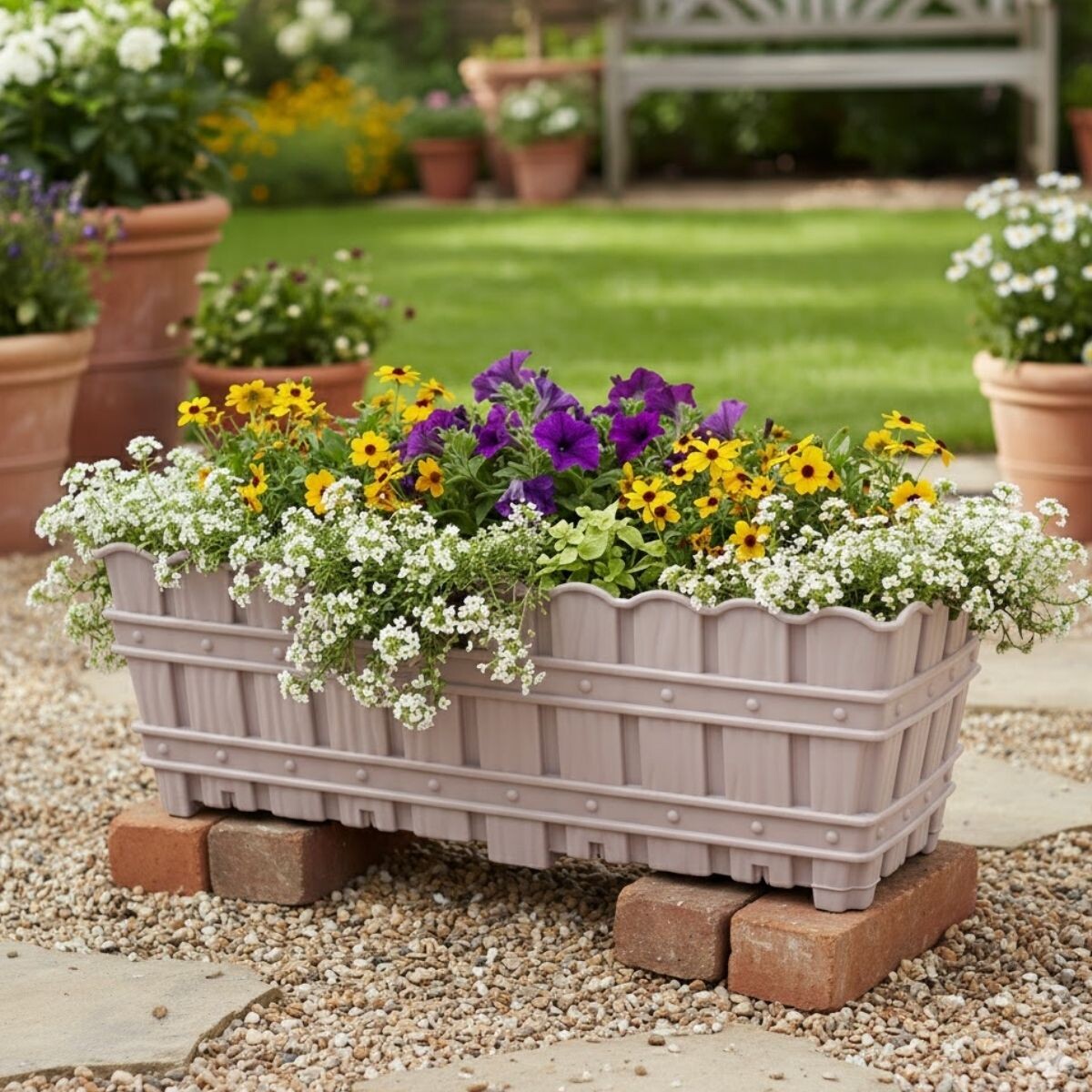 Maceta de balcón 50 cm simil bambú - ROSA 