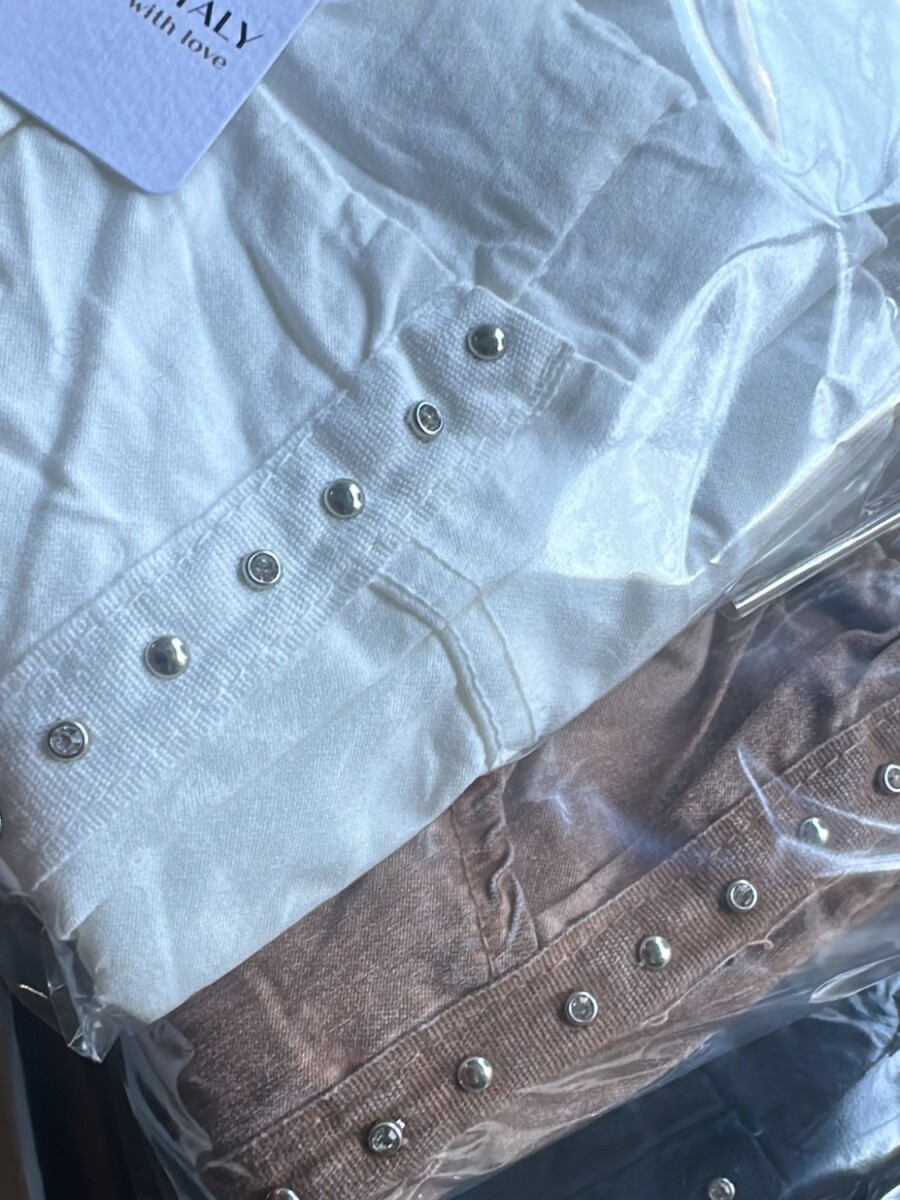 Pantalón de bengalina con tachas Blanco