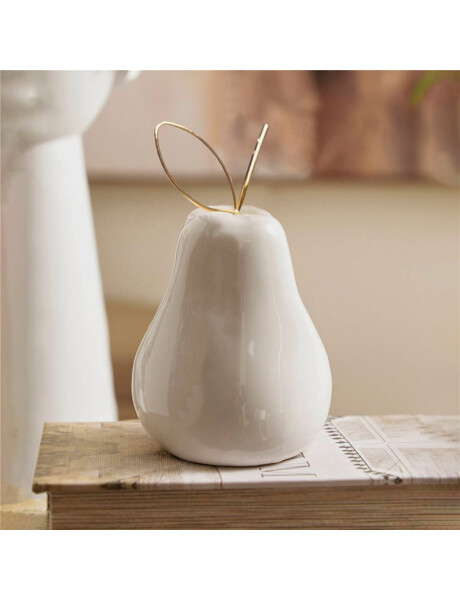 PERA DECORATIVA 7.5CM BLANCO/DORADO PERA DECORATIVA 7.5CM BLANCO/DORADO