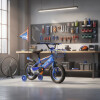 Bicicleta rodado 16 con rueditas, canasto, casco y banderita Azul