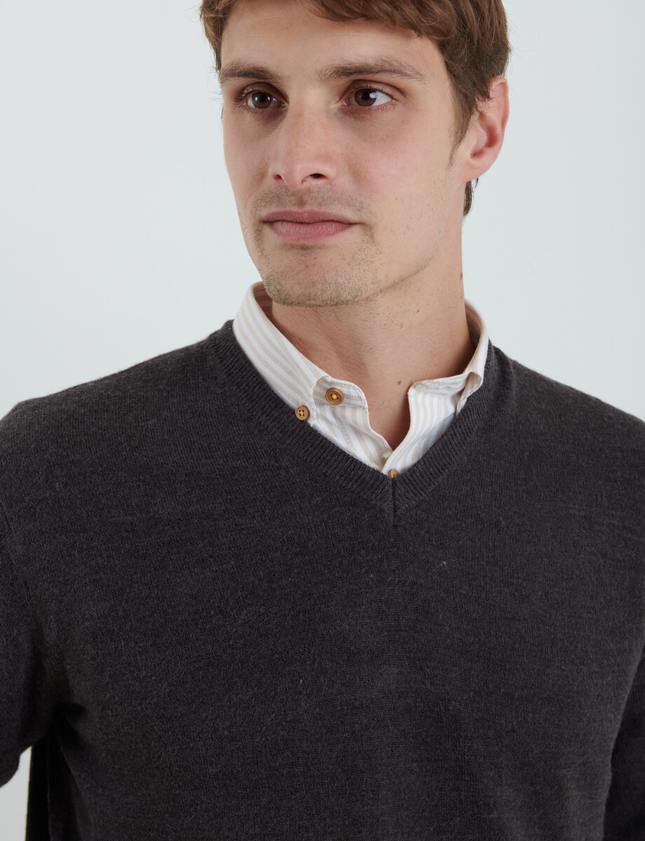 470313 SWEATER V HARRINGTON URBAN Gris Oscuro Melange
