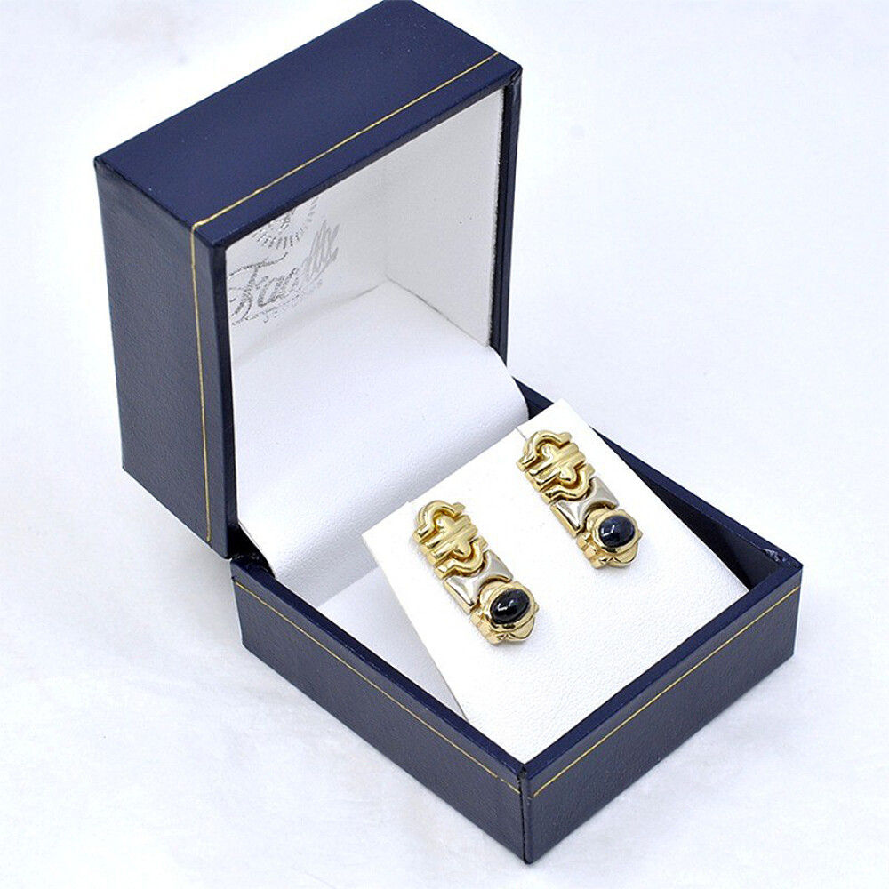 Caravanas En Oro 18K De 2 Colores Y Zafiro Caravanas En Oro 18K De 2 Colores Y Zafiro