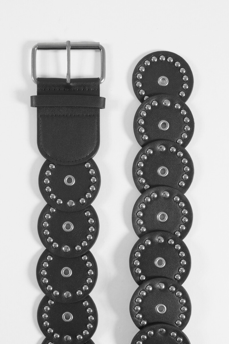 Cinturón apliques circulares tachas negro