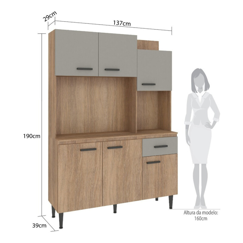Mueble Cocina Grecia Bajo Mesada Kit Aéreo Alacena Aparador Marrón