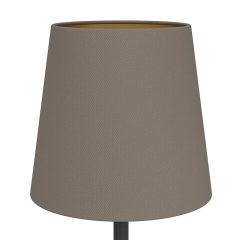 Lámpara de mesa E14 acero negro y pant tela marrón EG6024