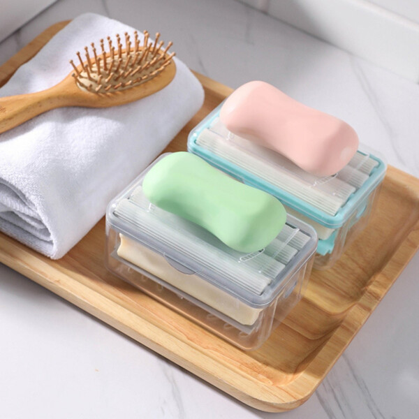 Jabonera Dispensador Jabón 2 En 1 Baño Lava Ropa Rodillos Color Variante Celeste