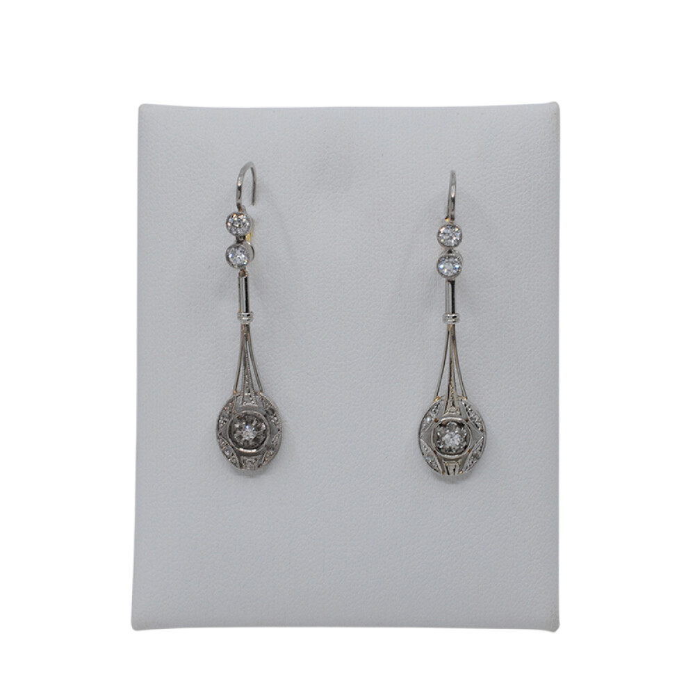Caravanas antiguas en oro 18k de 2 tonos, brillantes y diamantes Caravanas antiguas en oro 18k de 2 tonos, brillantes y diamantes
