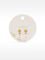 Pendientes De Trébol Con Perla De Agua Dulce - Plata De Ley 925 rojo