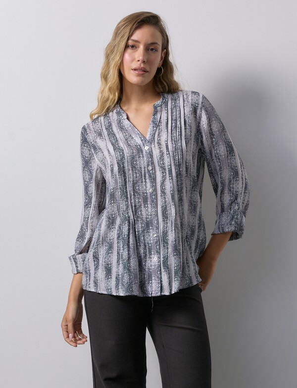 Blusa Gasa Print NEGRO/GRIS