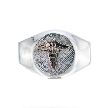 Anillo de plata 925 y oro 10 ktes, MEDICINA. Anillo de plata 925 y oro 10 ktes, MEDICINA.